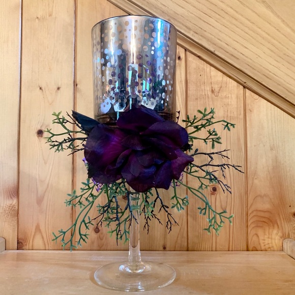 Other - 4/25$ Decorative glass candle holder purple flower